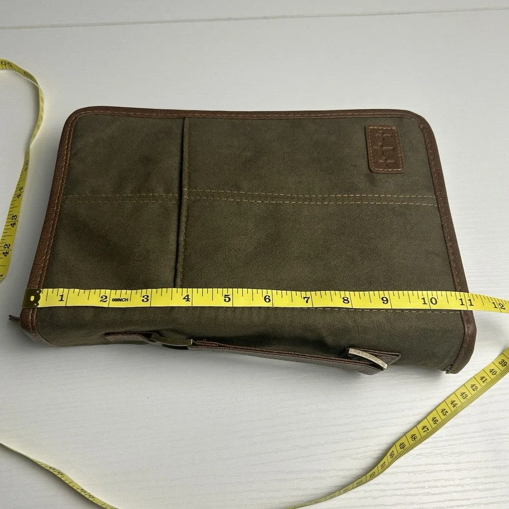 Zondervan XL Bible Cover Green Suede with Brown Trim, Handle, Zipper 11